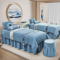 美容床罩四件套棉麻高档轻奢美容院专用按摩床单四季通用床品