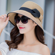 帽子女夏遮阳帽防晒可折叠海边度假旅游大檐草帽英伦沙滩帽太阳帽