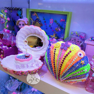 甜美创意贝壳音乐盒跳舞女孩，八音盒女孩儿童镜子，首饰盒礼物玩具