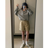 卡其色短裤女2023韩版夏季复古直筒休闲裤宽松小个子工装裤