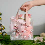 小雏菊透明手提袋送客户年会商务回礼伴手礼袋节日礼物袋