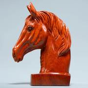 花梨木雕马头摆件实木质雕刻现代简约红木家居客厅欧式动物工艺品