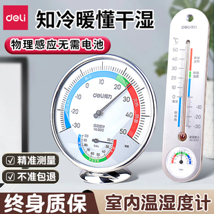 得力温度计高精准(高精准)家用室内温湿度计电子，壁挂式婴儿房温湿度表