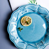创意浮雕陶瓷盘 家用汤菜盘沙拉盘西餐厅牛排盘冰裂釉纯色盘餐具