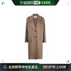99新未使用香港直邮prada女士驼色羊绒两粒扣翻领大衣p669o
