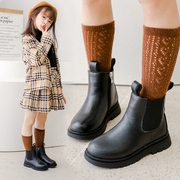 女童靴子冬季2023韩版英伦风马丁靴中大童加绒小女孩公主短靴