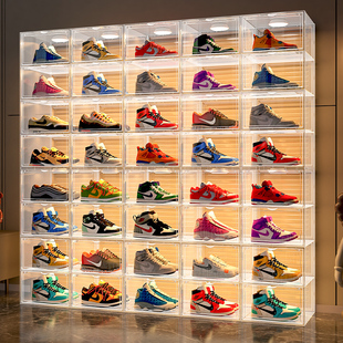 aj鞋盒收纳盒透明鞋子收纳神器，球鞋鞋墙仿亚克力，鞋柜鞋架子展示柜