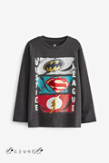 NEXT英国男童装23秋男大童卡通超人蝙蝠侠闪电侠亮片长袖T恤