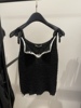 韩国东大门女装2023春夏，领口开叉拼色系带显瘦针织，吊带背心
