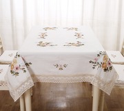 餐桌布桌布长方形家用丝带布艺茶几田园台布白色方桌盖布