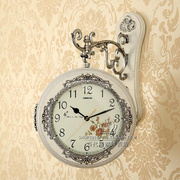 石英钟欧式双面钟表创意，客厅时尚两面，挂钟约时钟田园表