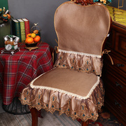 夏季藤席餐椅垫欧式餐椅坐垫套罩夏天款高档冰丝蕾丝椅垫座垫