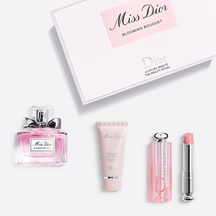 【】Dior迪奥小姐花漾女士淡香水节日套装香水唇膏护手