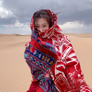 小晚家西北棉麻民族风披肩云南西藏旅游拍照围巾女沙滩防晒丝巾纱