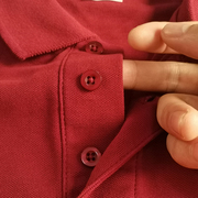 夏季polo衫男士纯棉2023翻领，时尚商务休闲半袖，t恤全棉酒红色