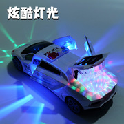 儿童电动警车玩具灯光音乐汽车，自动开车门，360度旋转汽车玩具