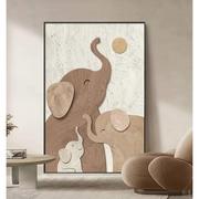 现代轻奢大象客厅装饰画玄幻肌理沙发背景墙挂画高档大气玄关壁画