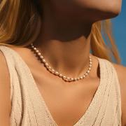纯银珍珠天然短款项链女法式优雅气质链锁骨