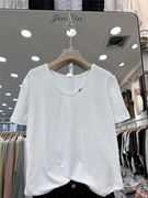 纯色圆领短袖t恤女夏季宽松显瘦简约百搭休闲舒适上衣0.19