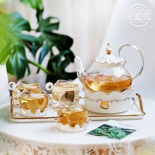 那些时光欧式茶具花茶杯套装，精致英式下午茶具耐高温玻璃花茶壶