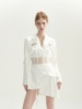 Llinear时尚修身气质白色蕾丝露腰西装短款连衣裙女24ss
