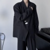 黑色西装外套男女2022秋设计感小众休闲宽松流行帅气垫肩西服上衣