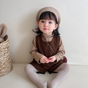 24韩版女宝宝春装套装女童马甲短裤分体两件套时髦洋气外出服