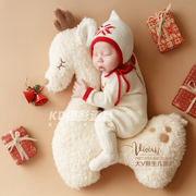 新生的儿拍照衣服KD摄影道具满月照婴儿圣诞服饰毛绒麋鹿玩偶Z478