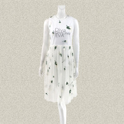 新!森系列，吉gina白色绣花网纱淑女无袖两件套连衣裙2f1d689