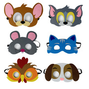可爱卡通动物猫和老鼠面具 半脸狗狗公鸡无纺布眼罩节日表演道具