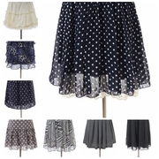 2023古着vintage孤品日本夏季复古雪纺短裙，半身裙波点抽象线条