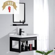 北欧黑色简易小户型洗手盆柜组合卫生间，挂墙式洗脸面池盘浴室吊柜