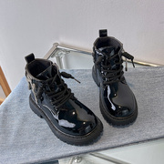 女童靴子中筒皮靴2023秋冬儿童短靴时装，公主皮靴中大童马丁靴