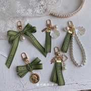 原创小清新绿色丝带小巧精致挂件珍珠u盘，挂饰创意包袋钥匙扣