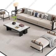 新中式实木沙发组合别墅高端客厅轻奢现代简约白蜡木中式家具定制