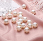 高亮度abs仿珍珠米白穿孔珍珠扎扎乐diy手工装饰材料半圆珍珠