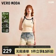 veromoda短裤女2024春夏，高腰显瘦渐变色水洗做旧休闲牛仔裤