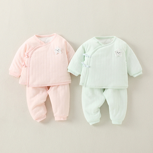 新生婴儿衣服秋冬季夹棉加厚两2三4个月初生，宝宝和尚分体套装冬天
