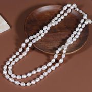 120cm天然淡水珍珠米珠水滴形，毛衣链长款多层项链8-9mm