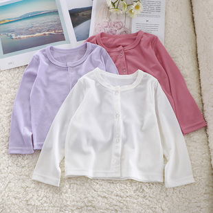 夏款女宝宝开衫上衣韩版女孩糖果，色外套冰，丝衣薄女童长袖t恤
