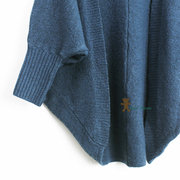 日本原单女秋冬设计感宽松中长款蝙蝠袖，长袖毛衣针织开衫外披肩