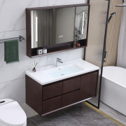 浴室柜组合新中式橡木岩板一体陶瓷盆卫生间洗脸洗手盆柜智能卫浴