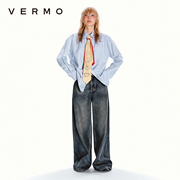 vermo“秩序的性感”男女同款，蓝色条纹可叠穿轻型柔软双层衬衫