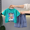 男童夏装2024洋气宝宝薄款短袖，衣服套装婴儿小孩夏季两件套潮