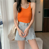 韩国风女学生显瘦显白橙色橘色亮色针织小背心吊带女夏打底衫上衣