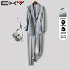 BXV浅蓝色西装套装女小个子2024春休闲高级感职业西服两件套