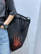2023夏季网红ins特别黑色网包单肩挎包，购物袋收纳袋工具