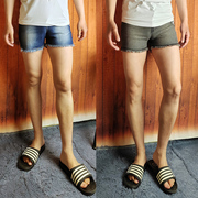 夏装男士纯色超短裤弹力三分裤修身毛边牛仔短裤女士紧身热裤