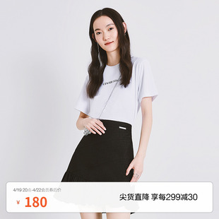 黑标系列欧时力，短袖t恤女夏装，装饰挎包字母1wh302652f