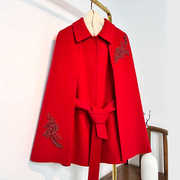 高奢羊绒斗篷外套双面羊绒大衣女网红款时尚斗篷外套2024冬装